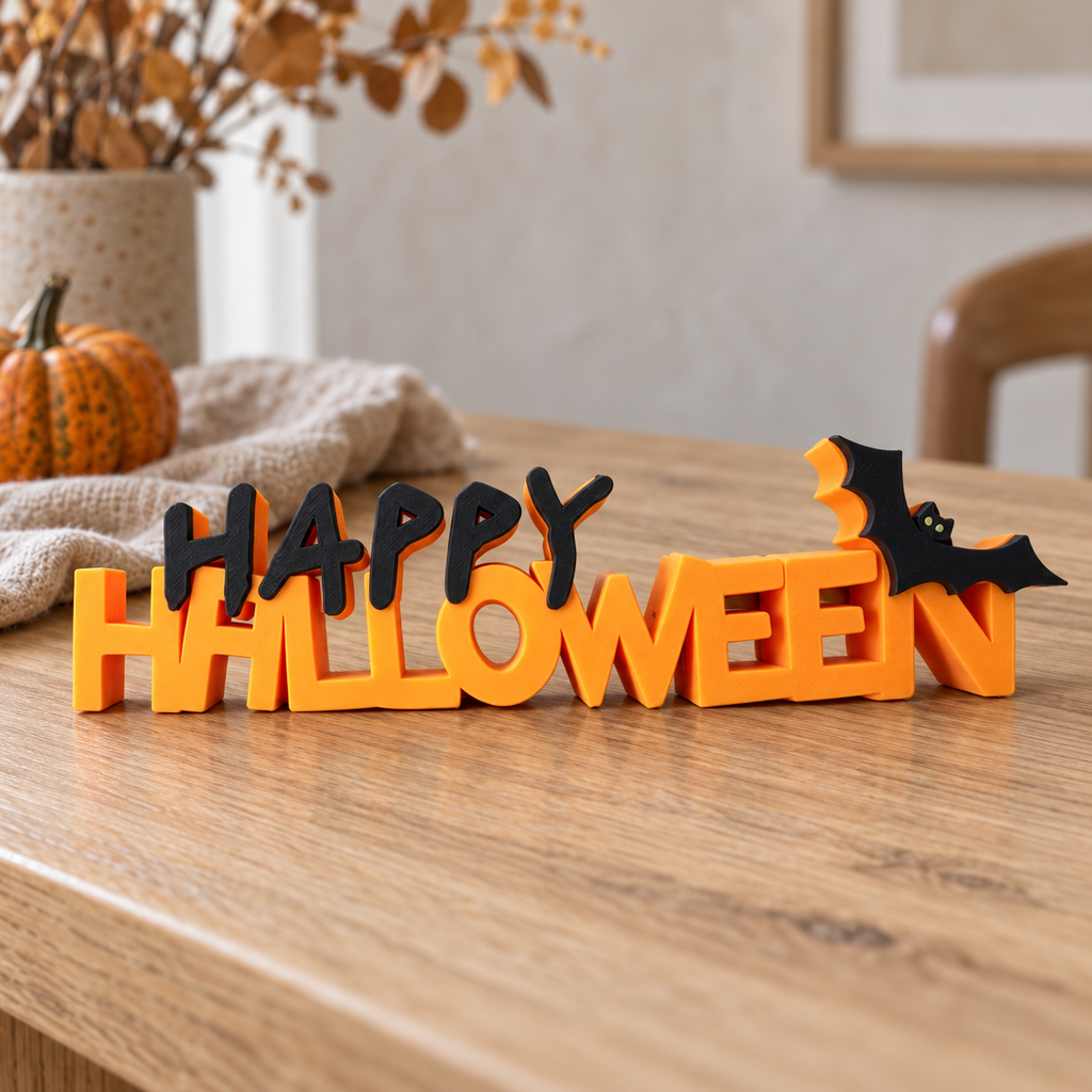 Happy Halloween woordbeeld met vleermuis
