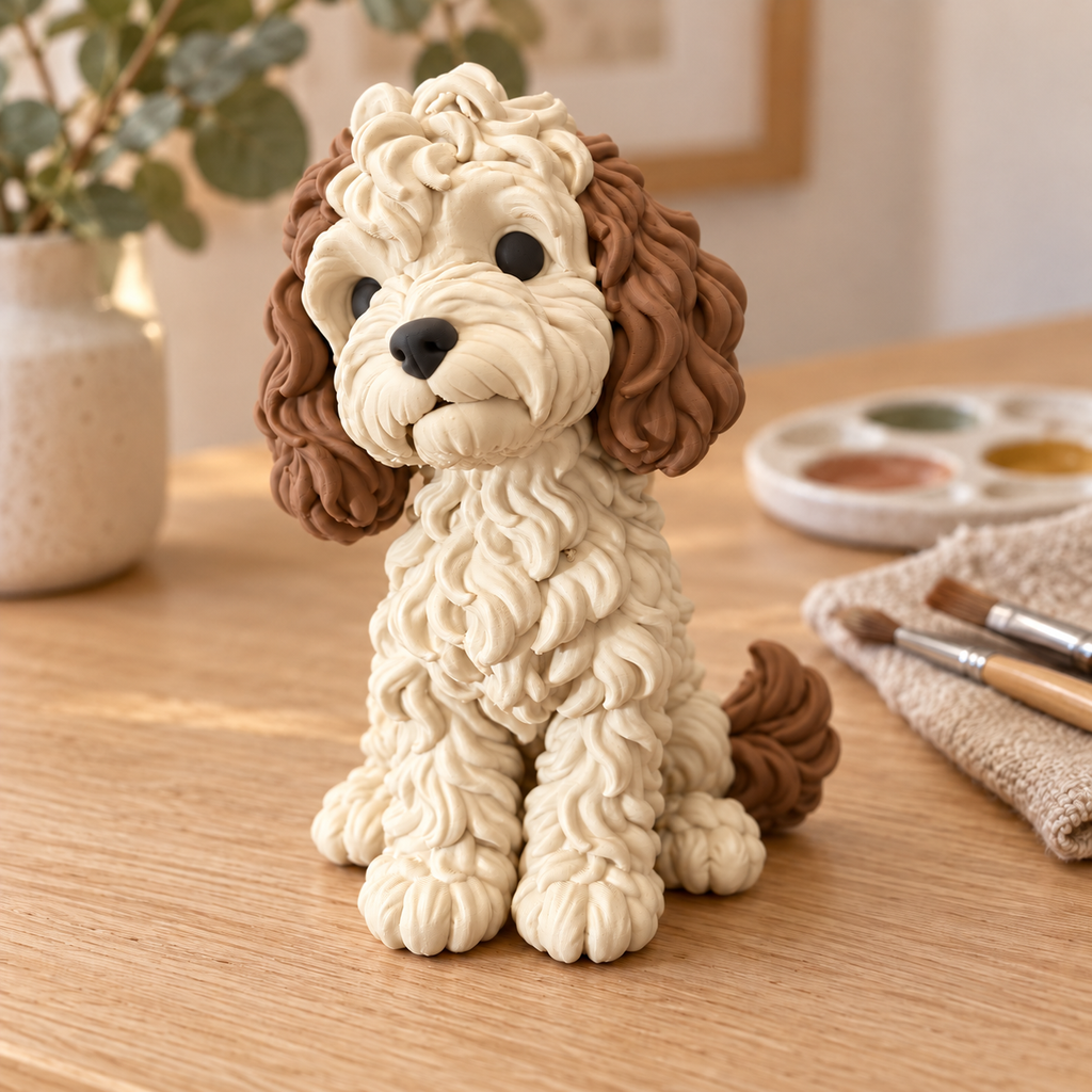 Labradoodle beeldje multicolor – een lieve blikvanger