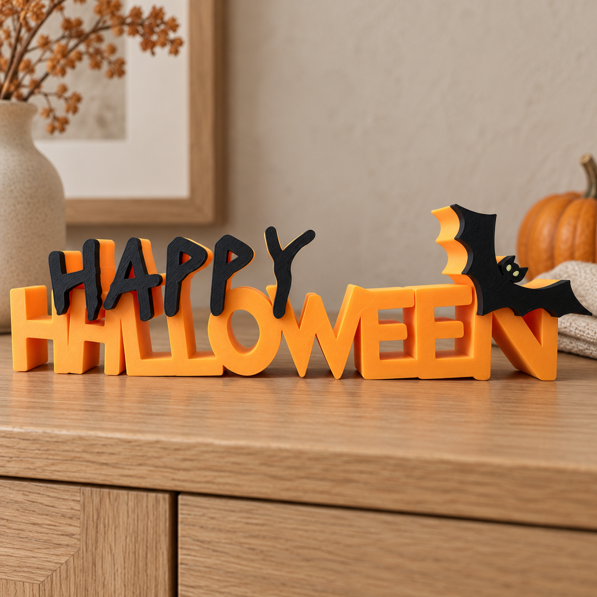 Happy Halloween woordbeeld met vleermuis